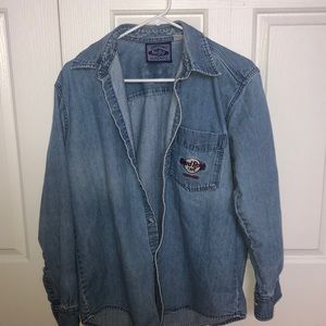 Embroidered Hard Rock Cafe Denim Shirt